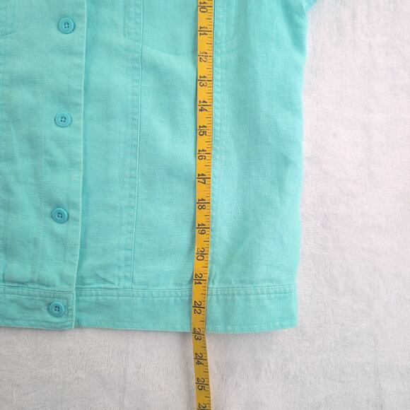 Relativity 100% Linen CoastalCowgirl Boho Button Up Jacket Aqua Women's Med - Picture 7 of 10
